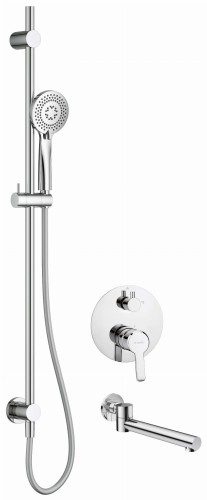 Zestaw prysznicowy podtynkowy z wylewką wannową chrom Arnika Deante
