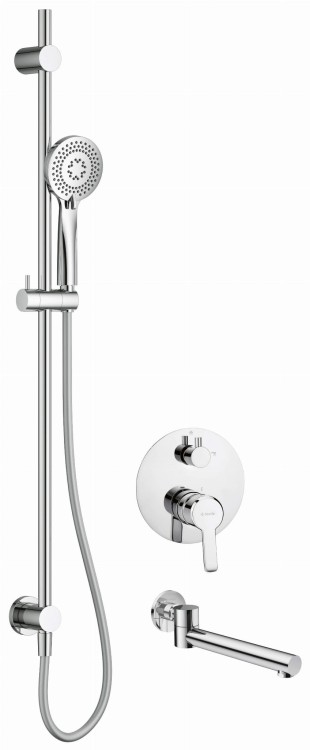 Zestaw prysznicowy podtynkowy z wylewką wannową chrom Arnika Deante