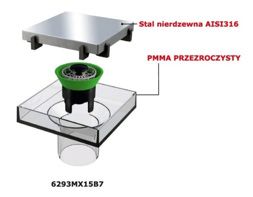Wpust podłogowy 15x15 Vertigo Double Face Bonomini