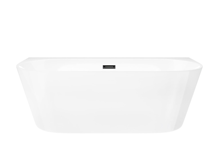 Wanna przyścienna wolnostojąca corsan e030 mono 150 cm z szeroką krawędzią i wykończeniem czarnym