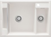 Zlewozmywak granitowy magnetyczny 1,5-komorowy bez ociekacza - alabaster Deante Magnetic