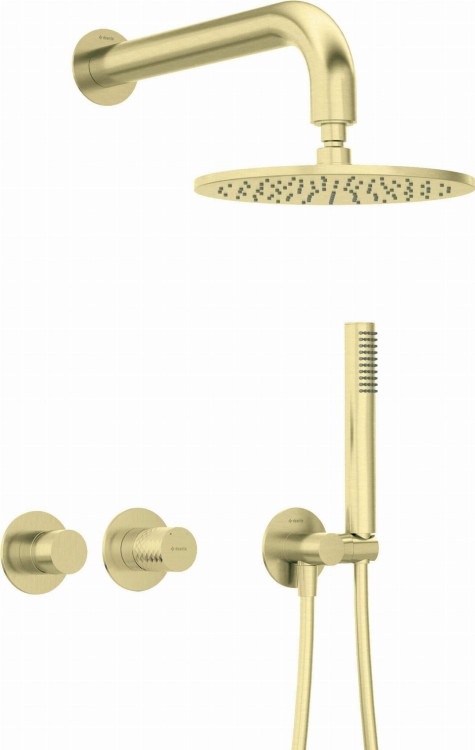Zestaw prysznicowy podtynkowy złoto szczotkowane Silia Hexa Deante