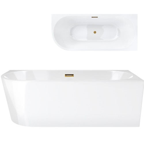 Wanna wolnostojąca narożna corsan intero 170 x 73 montaż prawostronny korek klik-klak szczotkowane złoto