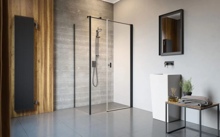 Kabina Radaway Nes Black KDS I 100x100x200 prawa przejrzysta czarna