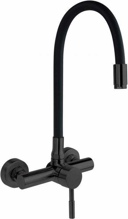 Bateria kuchenna ścienna z giętą wylewką Luno Deante nero czarna