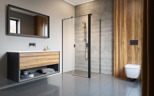 Kabina Radaway Nes Black KDS II 110x80x200 lewa przejrzysta czarna