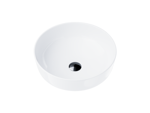Wolnostojąca umywalka nablatowa corsan 649988 okrągła biała 41,5 x 41,5 x 13,5 cm z korkiem czarnym