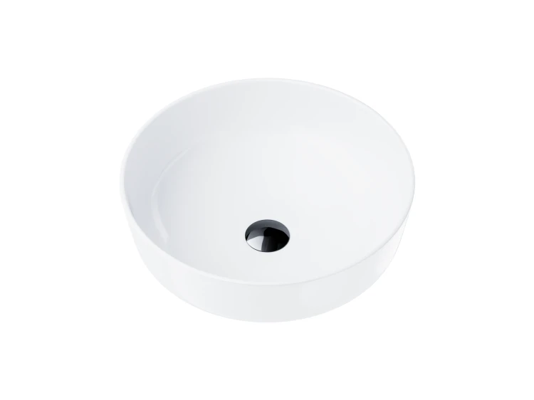 Wolnostojąca umywalka nablatowa corsan 649988 okrągła biała 41,5 x 41,5 x 13,5 cm z korkiem czarnym