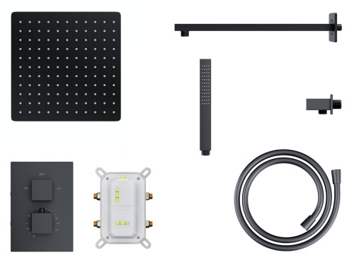 Prysznicowy zestaw podtynkowy corsan z01tbl czarny z termostatem