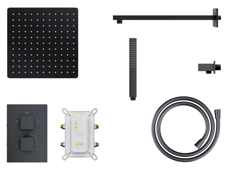 Prysznicowy zestaw podtynkowy corsan z01tbl czarny z termostatem