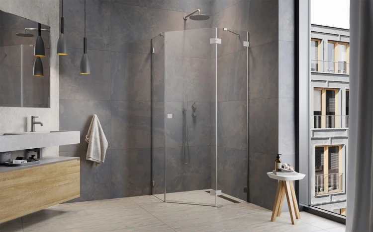 Kabina pięciokątna Essenza Pro Brushed Nickel PTJ Radaway prawa nikiel