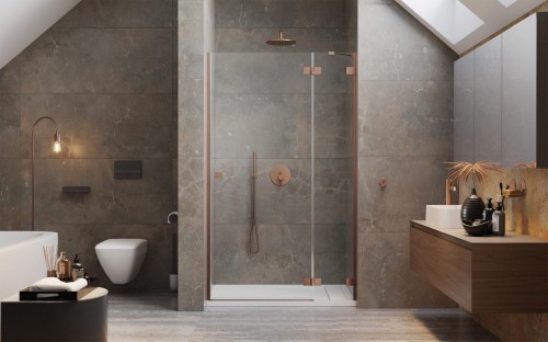 Drzwi prysznicowe Radaway Essenza Pro 8 Brushed Copper DWJ prawe
