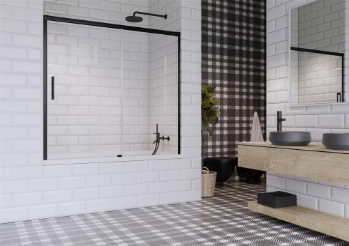Zabudowa nawannowa Radaway Idea Black PN DWJ 150x150,5 prawa przejrzysta