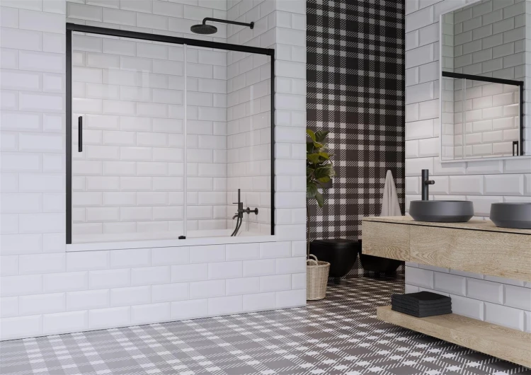 Zabudowa nawannowa Radaway Idea Black PN DWJ 150x150,5 prawa przejrzysta