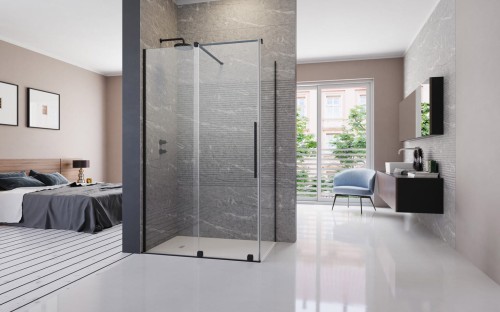 Kabina prysznicowa Furo Black KDJ 90x90x200 Radaway lewa przejrzysta