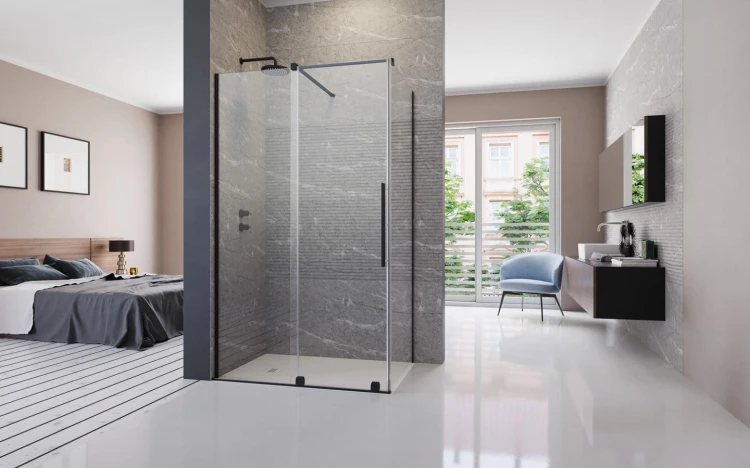 Kabina prysznicowa Furo Black KDJ 90x90x200 Radaway lewa przejrzysta