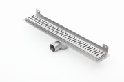 Odpływ liniowy ścienny z flanszą i metalowym syfonem Kesmet 70 cm z rusztem Wave