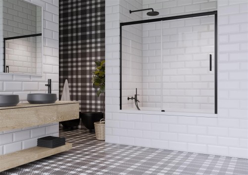Zabudowa nawannowa Radaway Idea Black PN DWJ 170x150,5 lewa przejrzysta