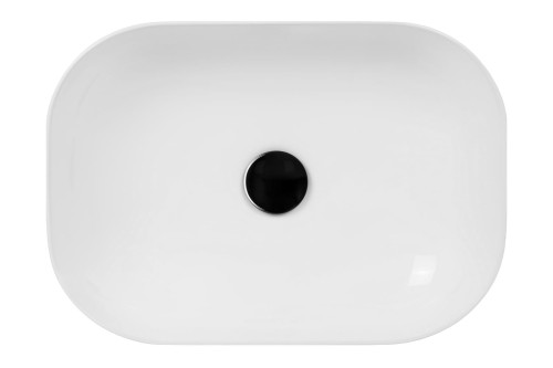 Umywalka nablatowa mono prostokątna 460x320x140 mm z korkiem czarnym