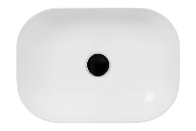 Umywalka nablatowa mono prostokątna 460x320x140 mm z korkiem czarnym