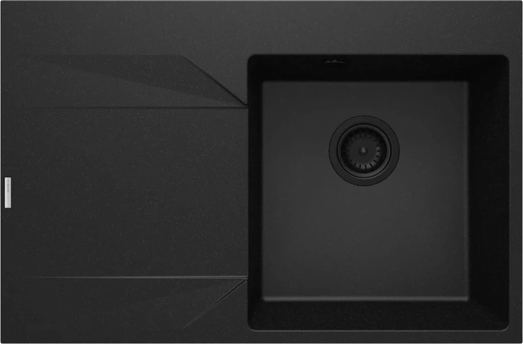 Zlewozmywak granitowy 1-komorowy lewy grafit metalik Evora Deante