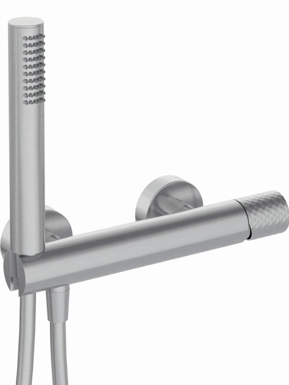 Bateria prysznicowa ścienna stal szczotkowana Silia Hexa Deante