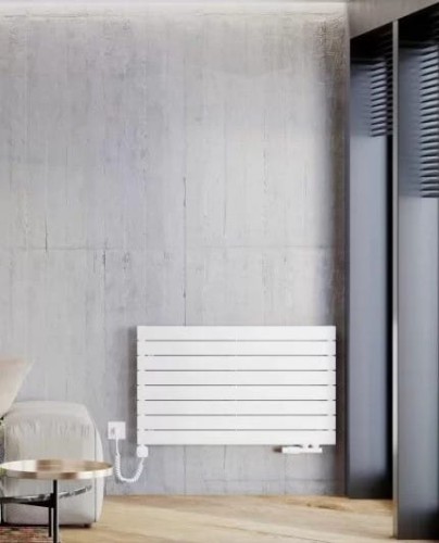 Grzejnik wodno-elektryczny Solis poziomy Elektro biały 59,5x100 Luxrad