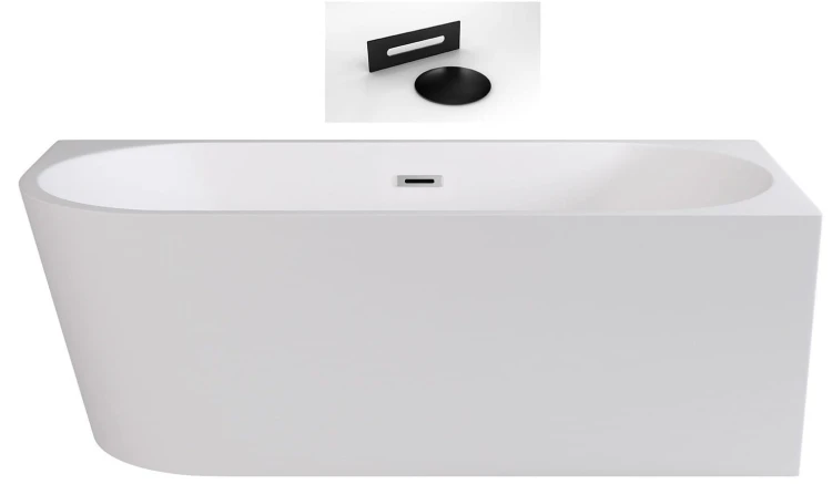 Wanna wolnostojąca Zoya Besco 150x75 prawa biała maskownice czarne