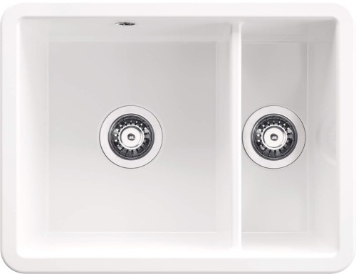 Zlewozmywak ceramiczny 1.5-komorowy biały Lumi Deante