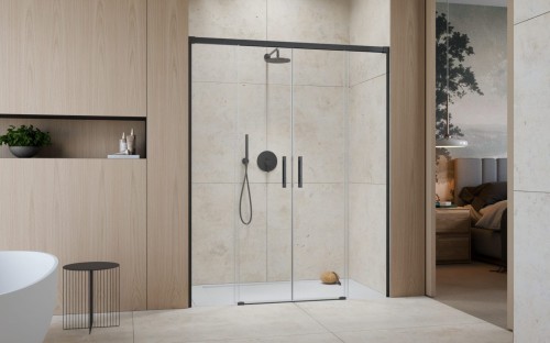 Drzwi prysznicowe Idea Brushed GunMetal DWD Radaway szkło przejrzyste