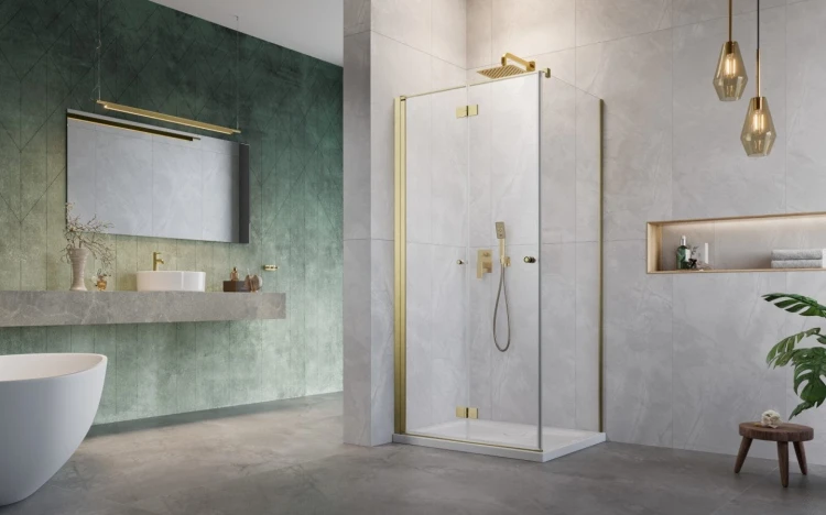 Kabina prysznicowa Radaway Nes Brushed Gold KDJ B lewa