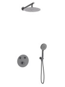 Zestaw prysznicowy lugo z04mgm deszczownica 25cm mieszacz słuchawka prysznicowa gunmetal