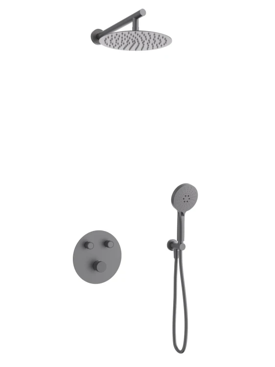 Zestaw prysznicowy lugo z04mgm deszczownica 25cm mieszacz słuchawka prysznicowa gunmetal