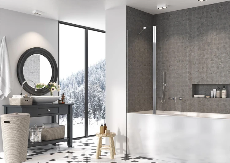 Parawan nawannowy Radaway Nes PND II 120x150 lewy, szkło przejrzyste