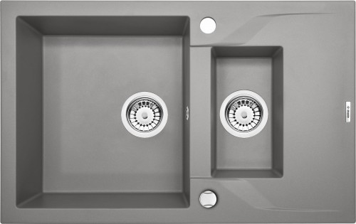 Zlewozmywak 1,5-komorowy z krótkim ociekaczem - szary metalik Andante Deante