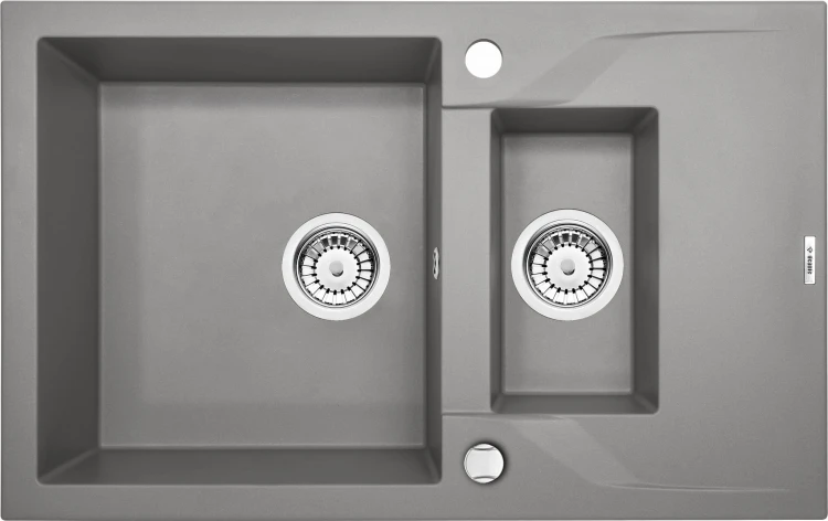 Zlewozmywak 1,5-komorowy z krótkim ociekaczem - szary metalik Andante Deante