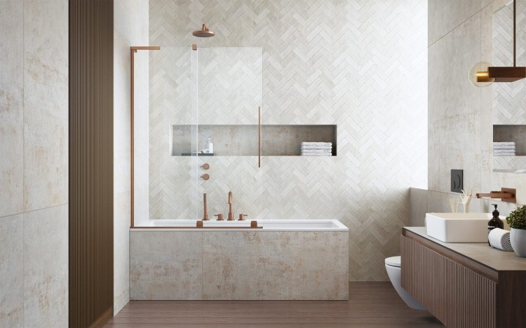 Parawan nawannowy Furo SL Brushed Copper PND II Radaway lewy miedź