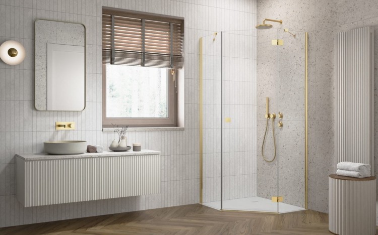 Kabina pięciokątna Radaway Essenza Gold PTJ prawa