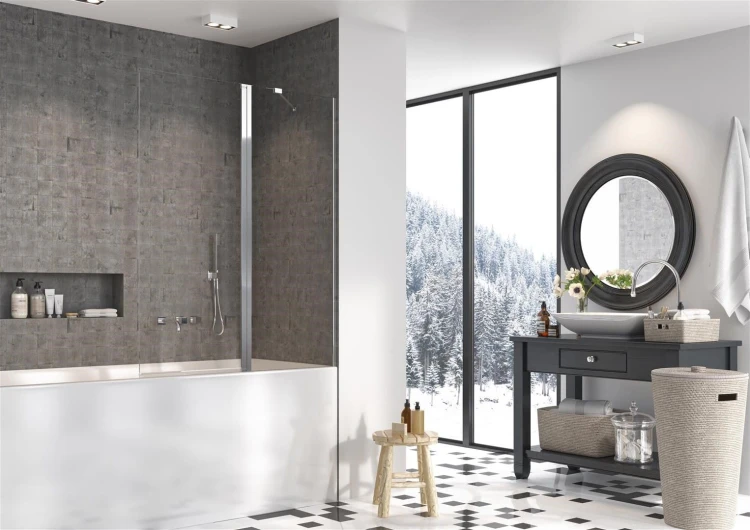 Parawan nawannowy Radaway Nes PND II 130x150 prawy, szkło przejrzyste