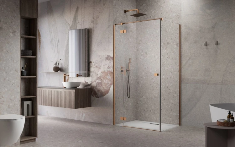 Kabina prysznicowa Radaway Essenza 8 Brushed Copper KDJ lewa