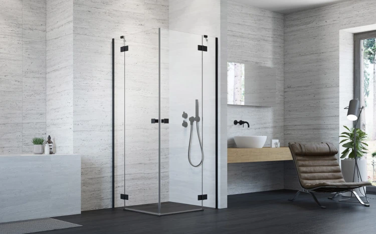 Kabina Radaway Essenza Black KDD 80x80x200 szkło przejrzyste