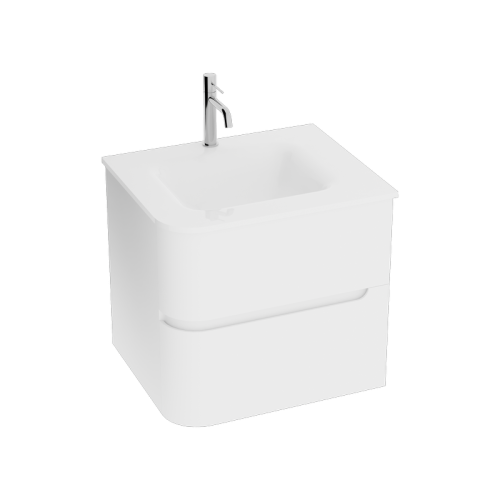 Szafka wisząca z umywalką szklaną Atlanta White 600 Lavita