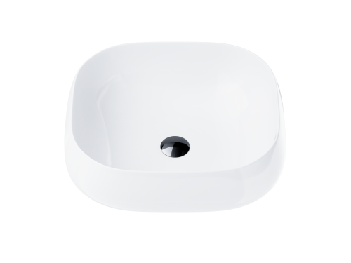Wolnostojąca umywalka nablatowa corsan 649933 owalna biała 45 x 41 x 14,5 cm z korkiem czarnym