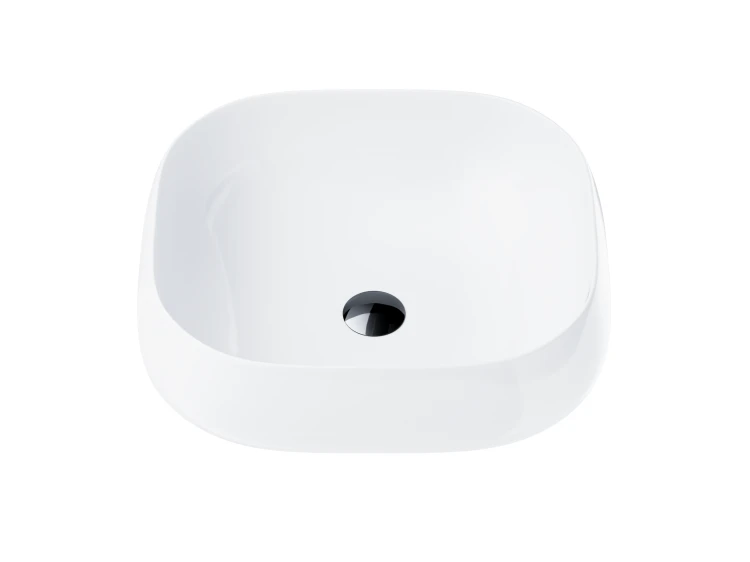Wolnostojąca umywalka nablatowa corsan 649933 owalna biała 45 x 41 x 14,5 cm z korkiem czarnym
