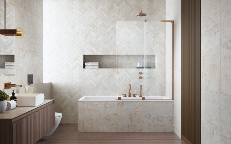 Parawan nawannowy Furo SL Brushed Copper PND II Radaway prawy miedź