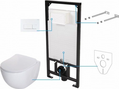 Zestaw podtynkowy miska WC, stelaż 6w1 Peonia Deante