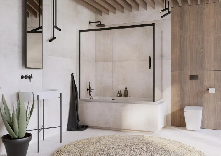 Zabudowa nawannowa Radaway Idea Black PN DWJ+S 150x80x150,5 lewa przejrzysta