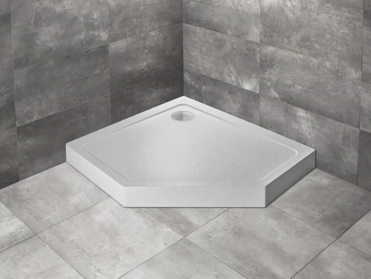 Brodzik pięciokątny Radaway Doros PT E Compact 100x80 Stone biały lewy