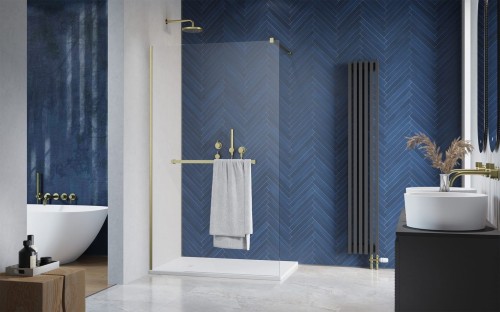 Kabina walk-in Radaway Modo New Brushed Gold II z wieszakiem