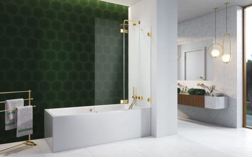 Parawan nawannowy Radaway Essenza Pro Gold PND II prawy złoty